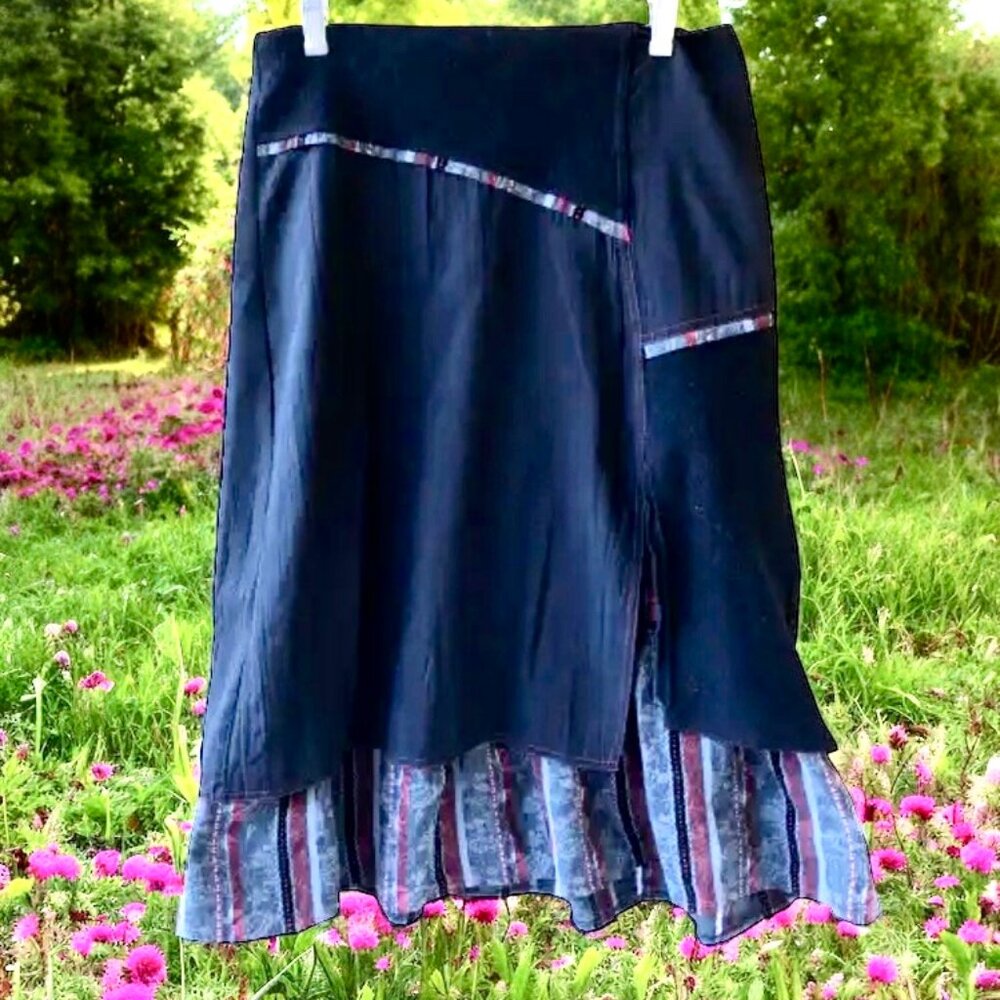 Armand Thiery Layered Midi Skirt Italy Ruffle Cottagecore Boho Womens Small